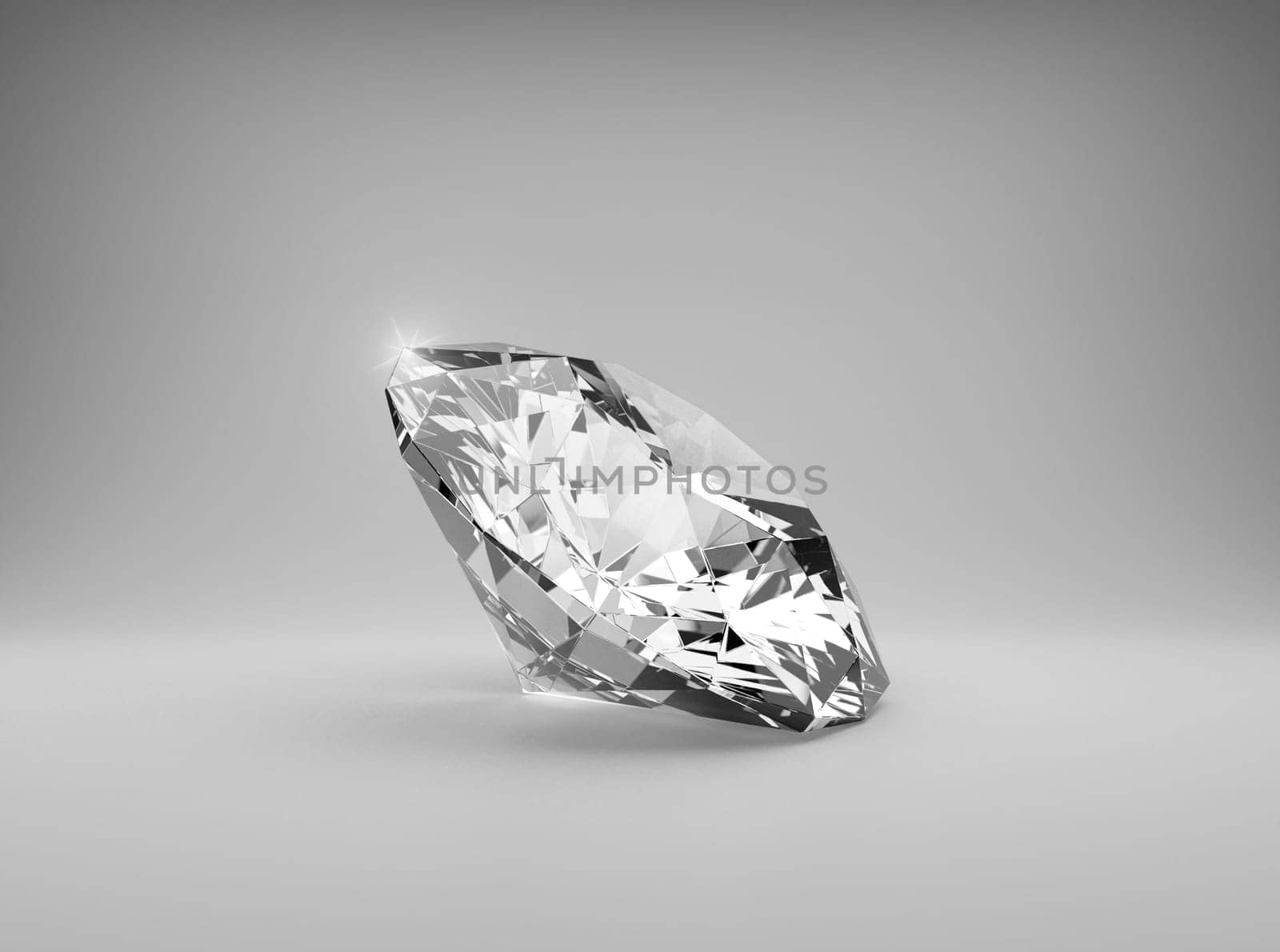 Shiny brilliant diamond placed on gray background