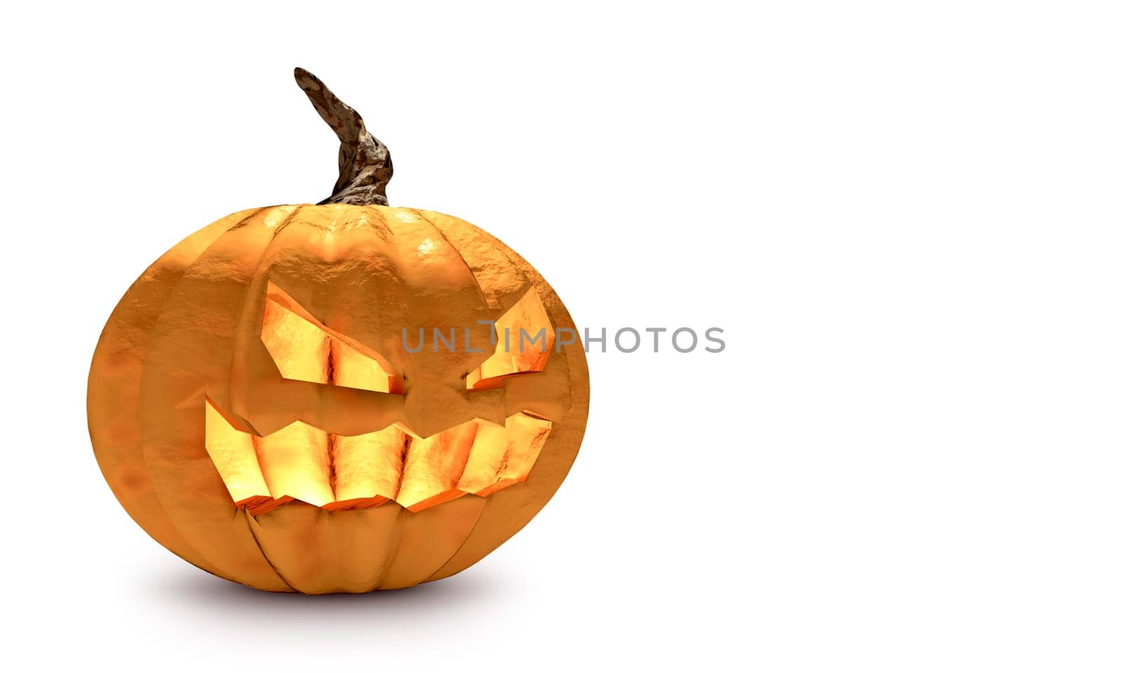 Halloween pumpkin with happy face on white background