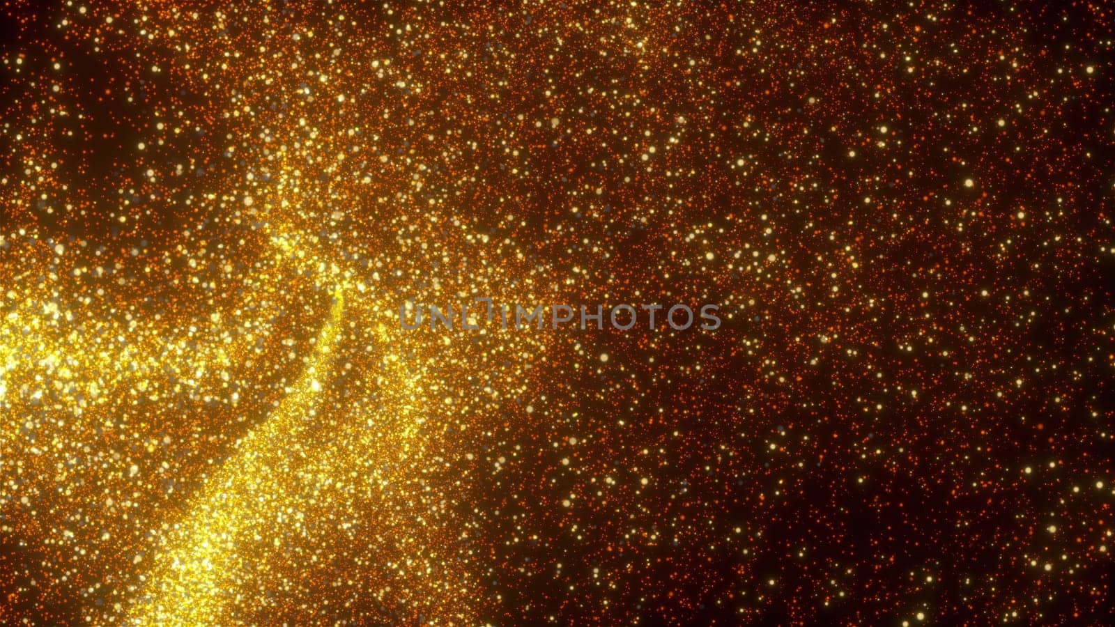 Wind gold particles. Computer generated 3d render