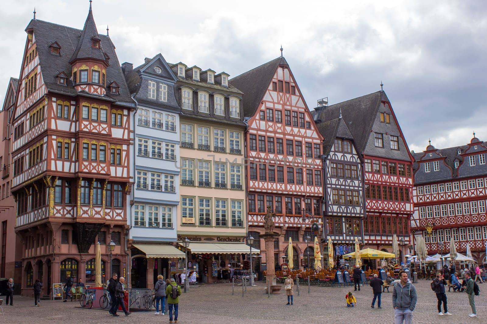 Frankfurt am Main, Germany. / April 26 2023 : Frankfurt Old town square Romerberg.