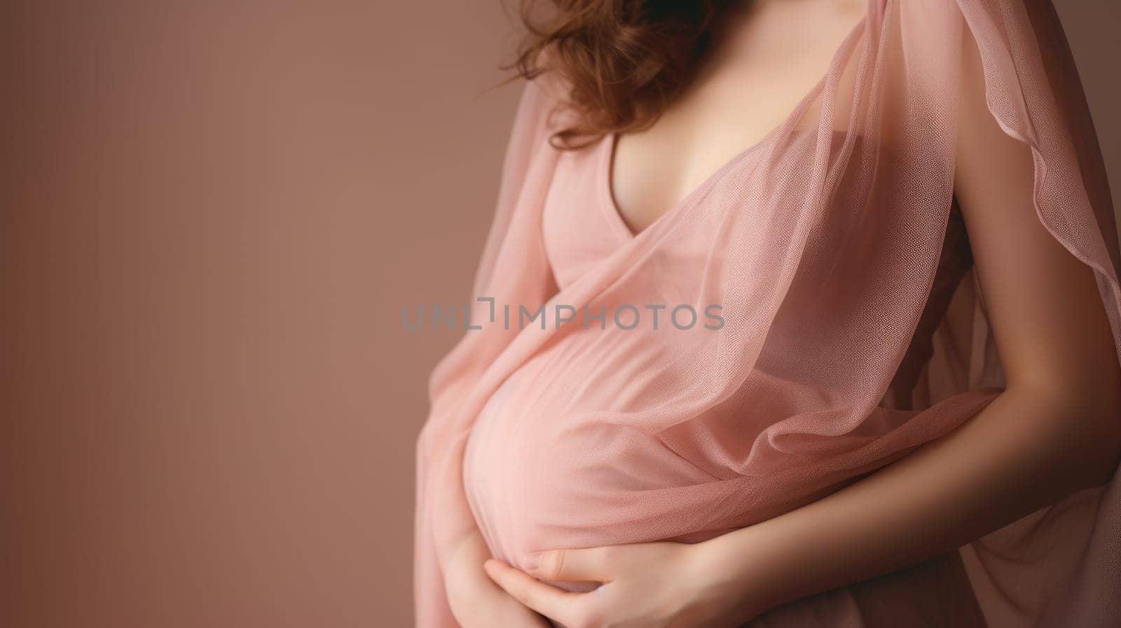 woman pregnant expecting maternity pink dress mom, ai