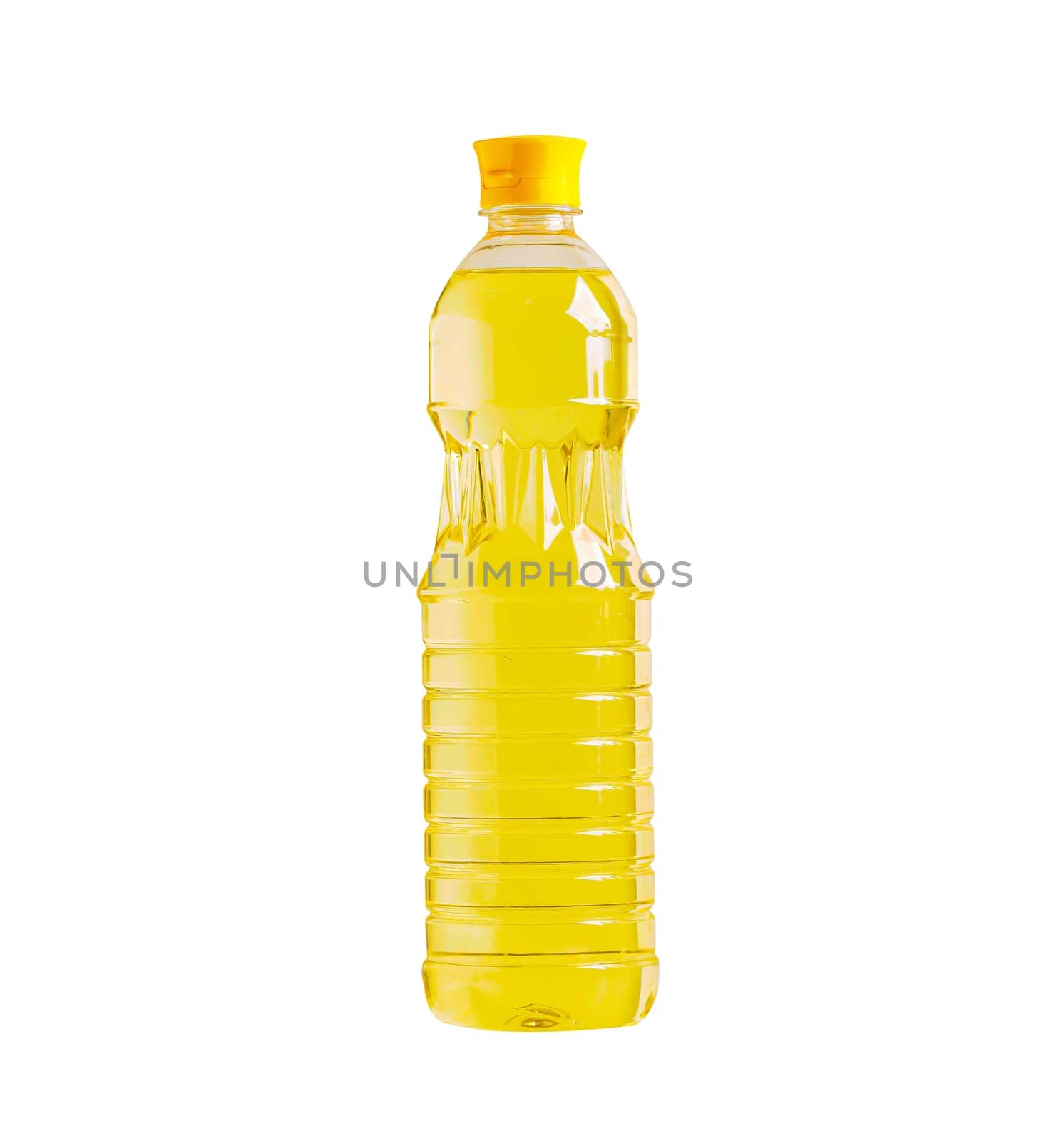 Vegetable oil glass bottle isolated on white background with clipping path, organic healthy food for cooking.
