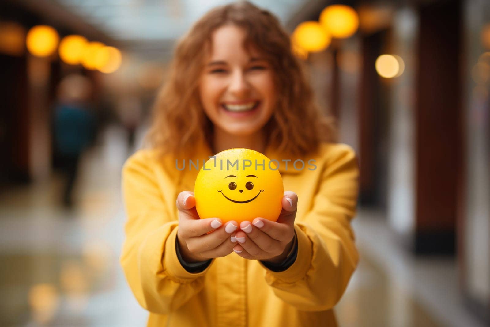 Head with a happy smiling face, self care and mental health concept, positive thinking mind, emotional support