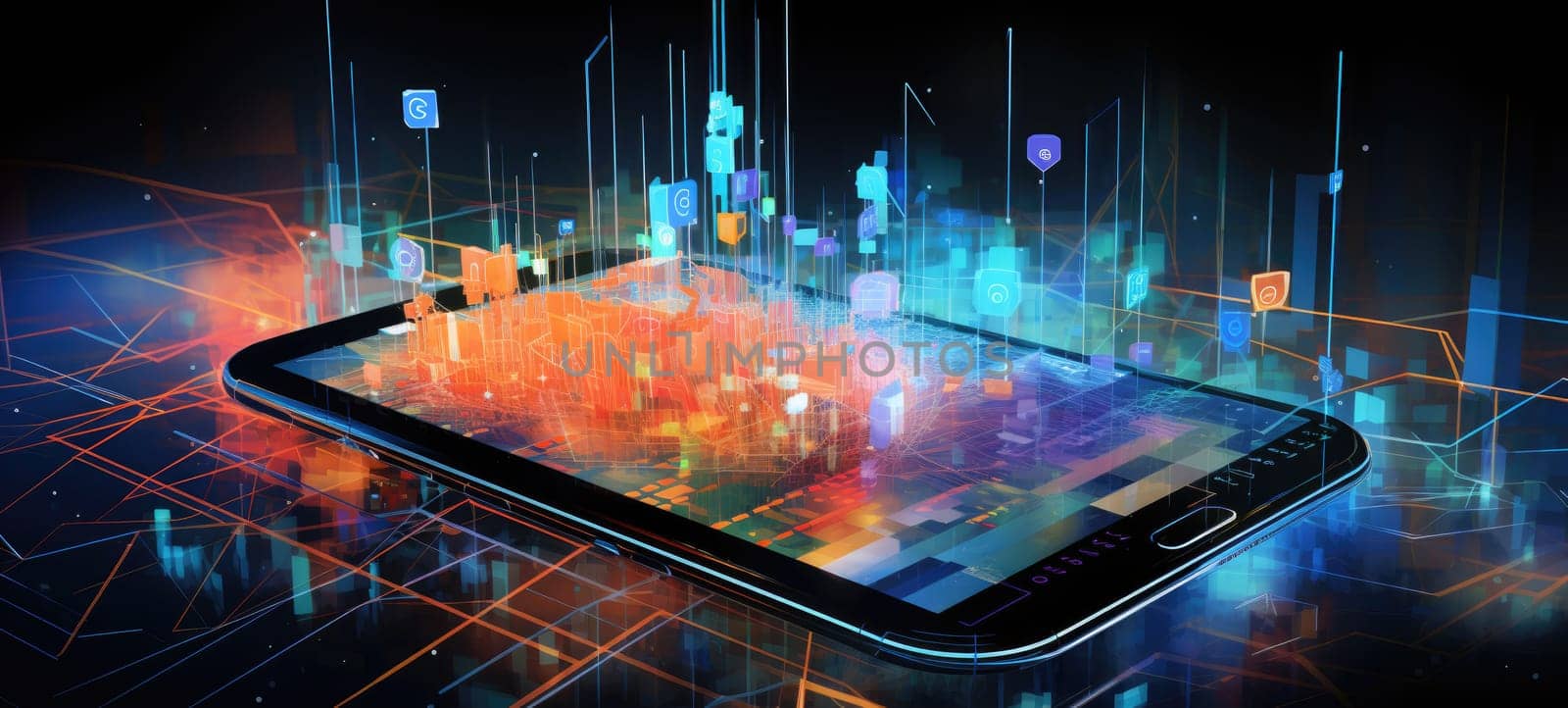 abstract digital business city smart phone, ai