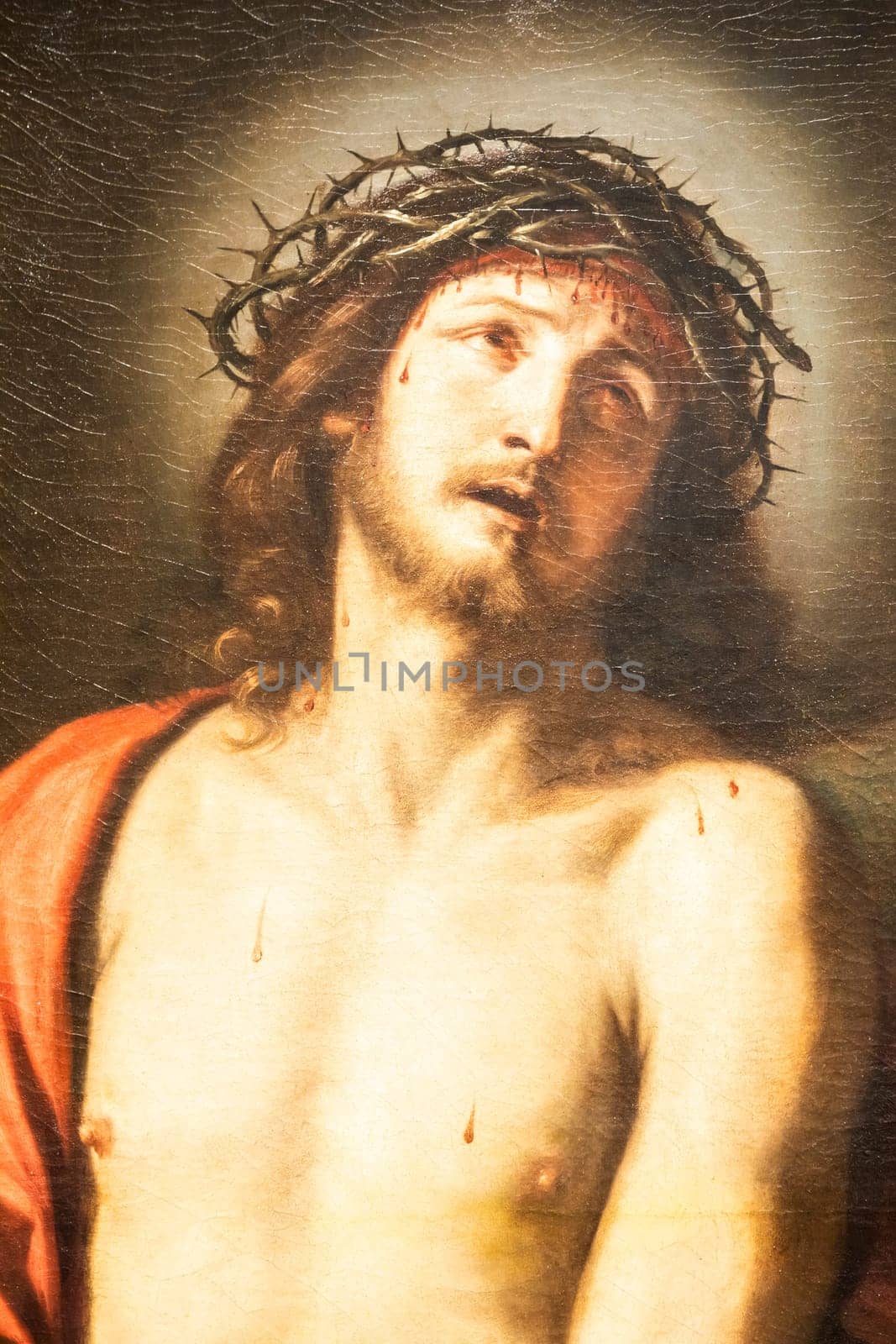 Turin, Italy - May 2023: Ecce Homo, by Guercino, 1659. Jesus Christ prayer, Catholic religion