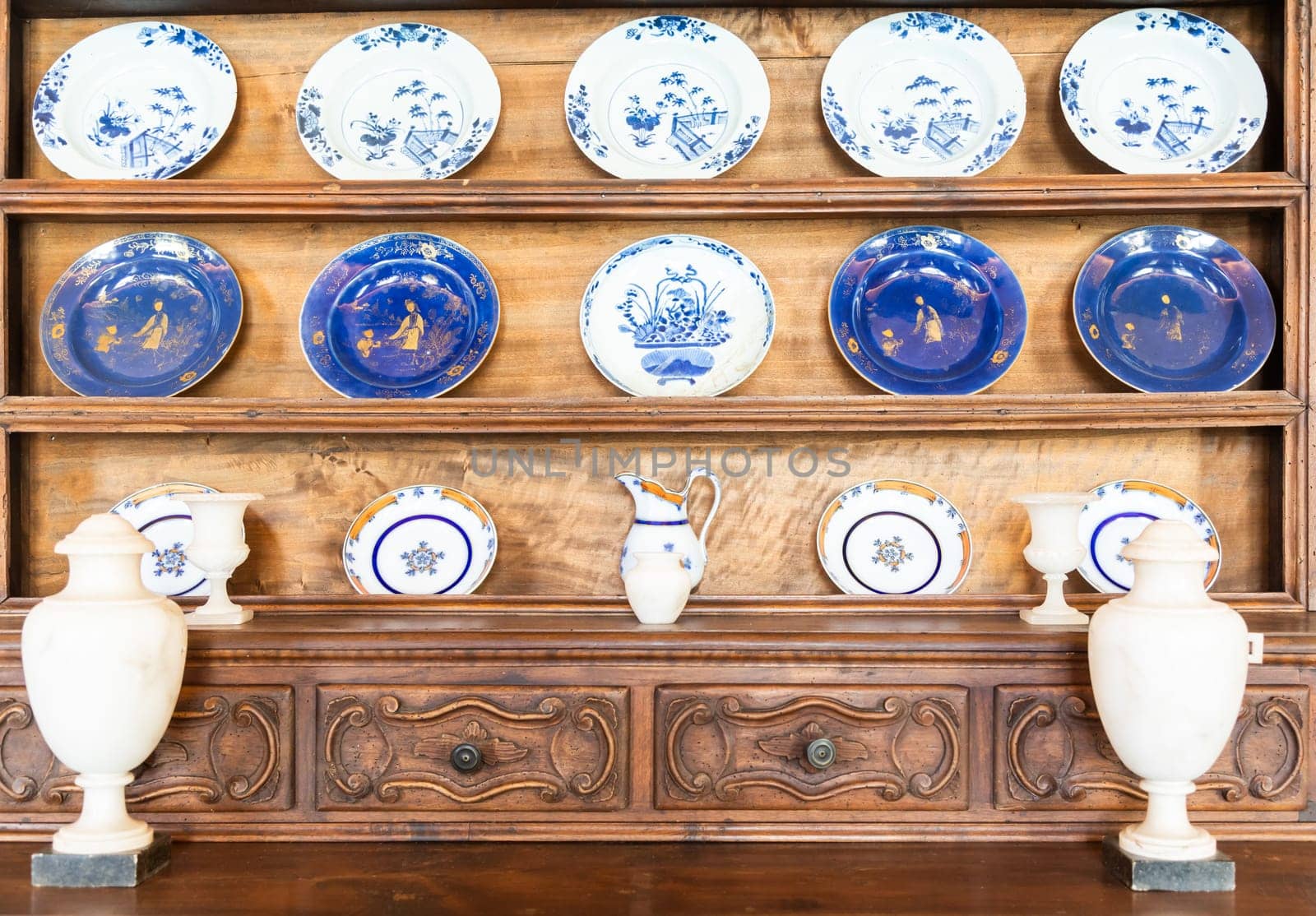 Old pottery collection, antique Italian porcelain, retro decoration from '800