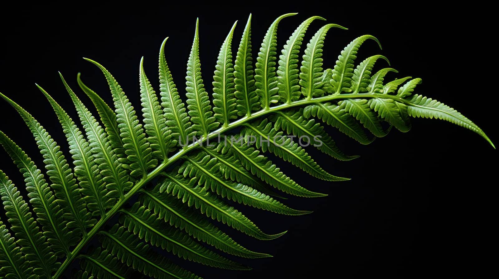 abstract background fern leaf on black background. Generative AI