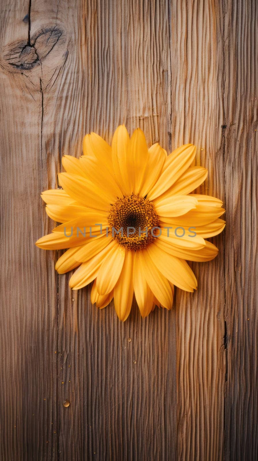 golden shade sunflower flower on wooden background.copy space. Generative AI