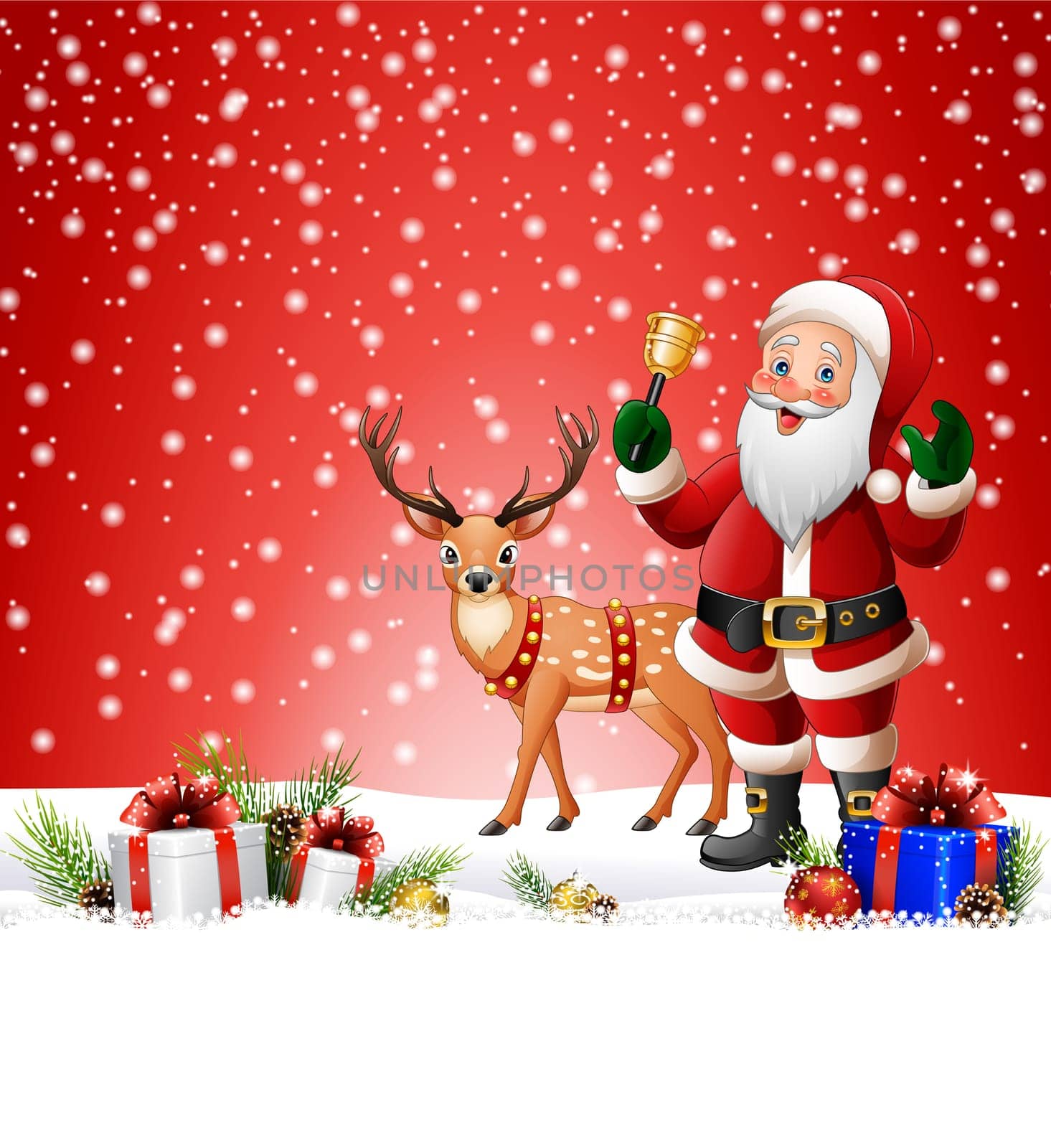 Cartoon Santa Claus ringing bell