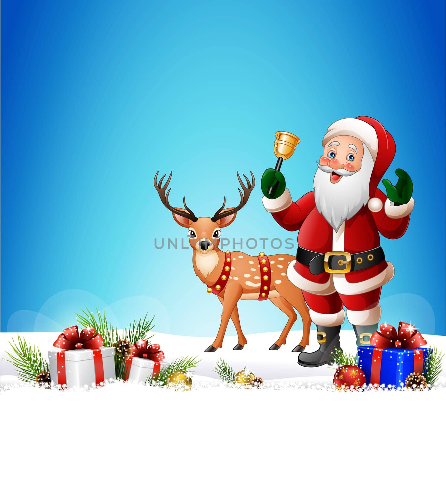 Cartoon Santa Claus ringing bell