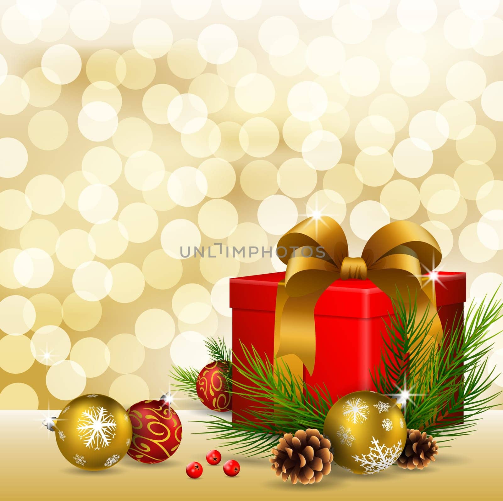 Christmas background with gift boxes on the snow