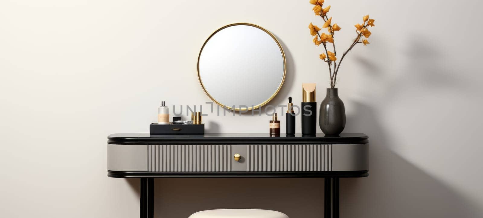 elegant minimalistic vanity stool interior home bathroom, ai