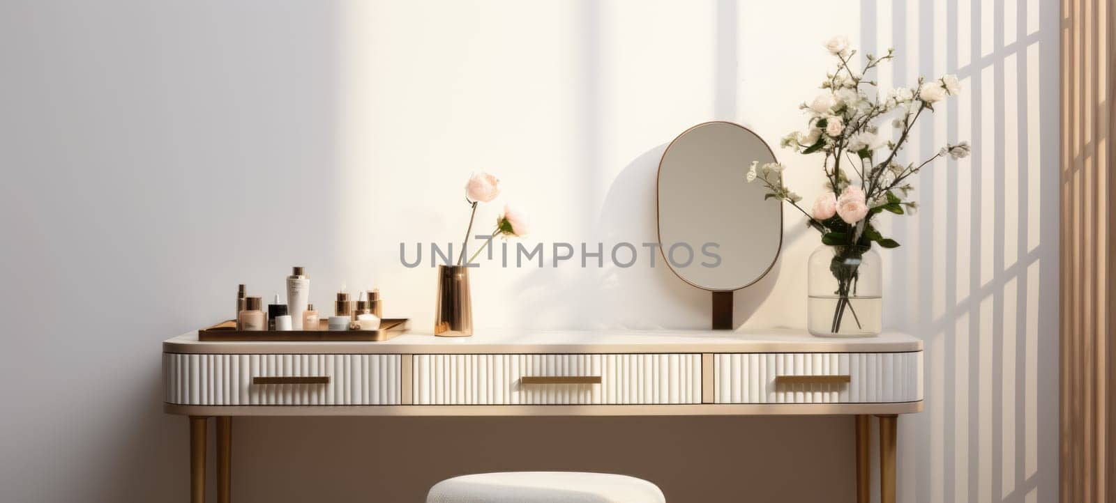 elegant minimalistic vanity stool interior home bathroom, ai