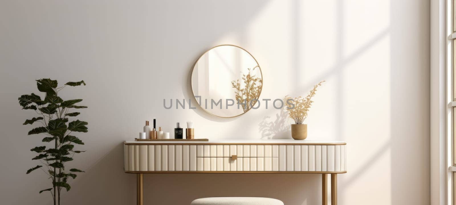 elegant minimalistic vanity stool interior home bathroom, ai
