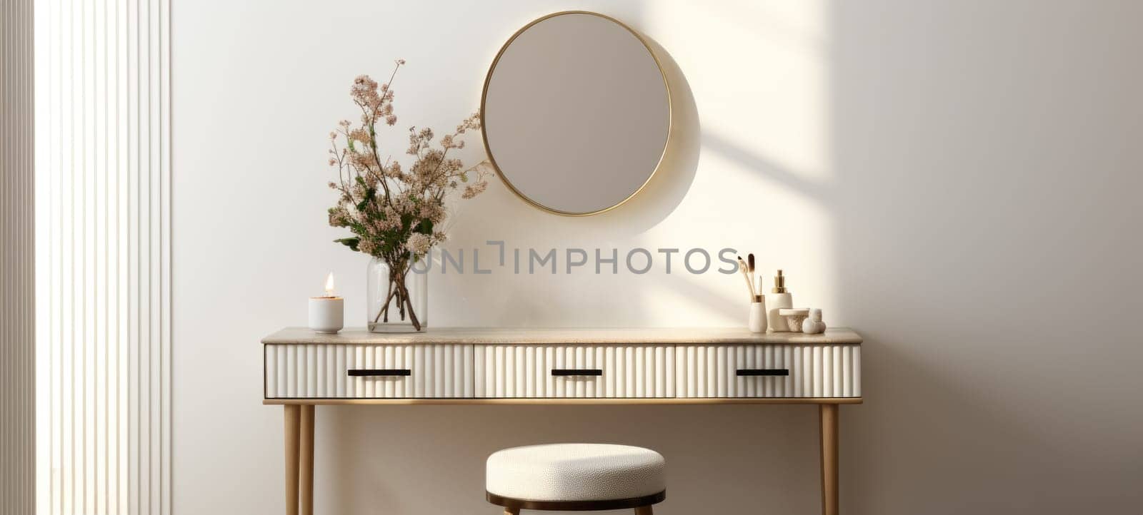 elegant minimalistic vanity stool interior home bathroom, ai