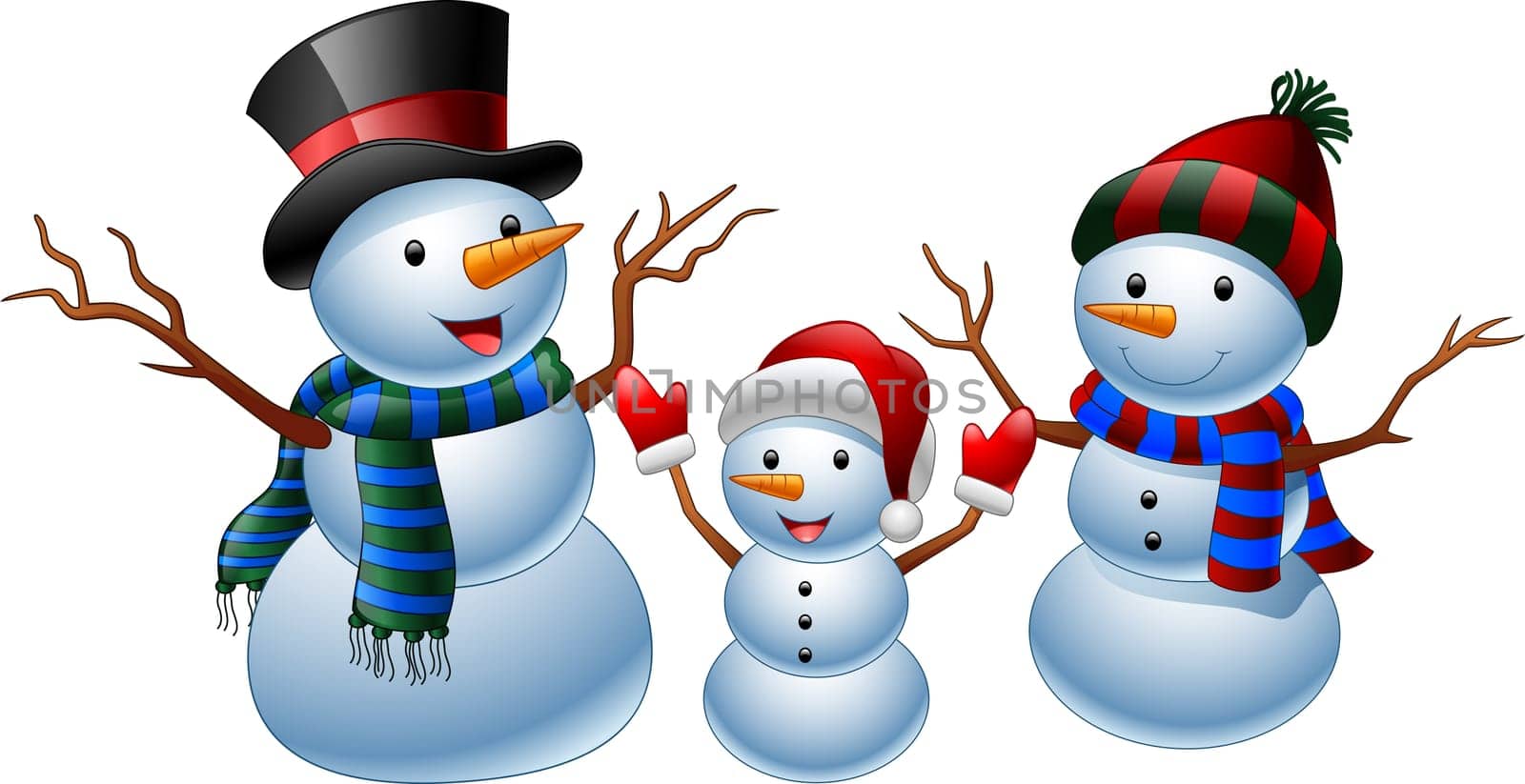 Set of cartoon snowman