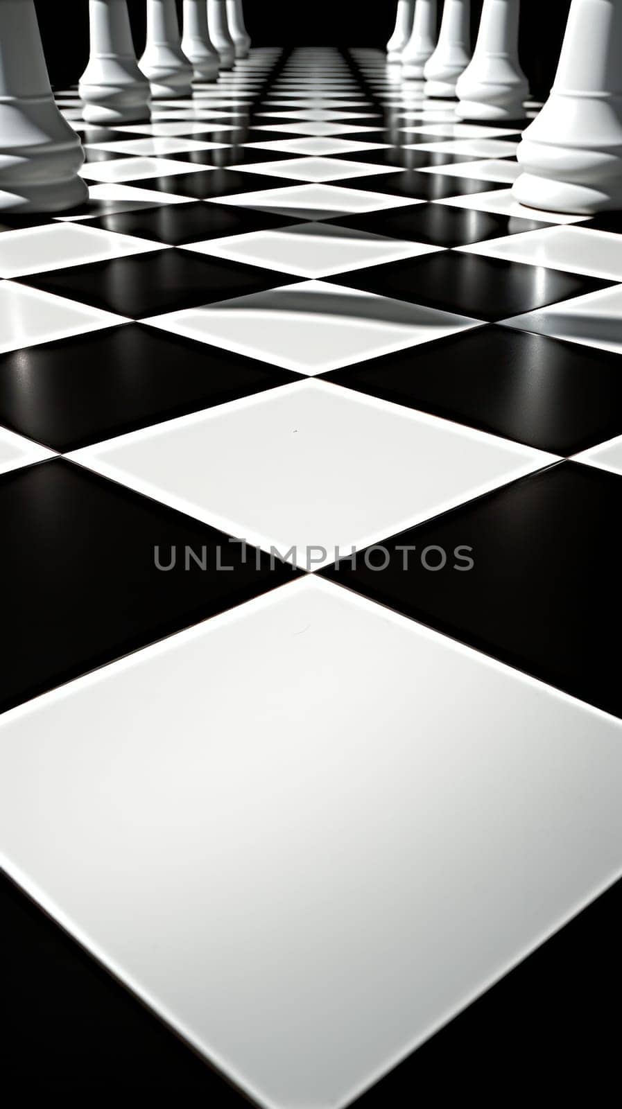 black and white chessboard background. Background wallpaper on a chess theme.Generative AI