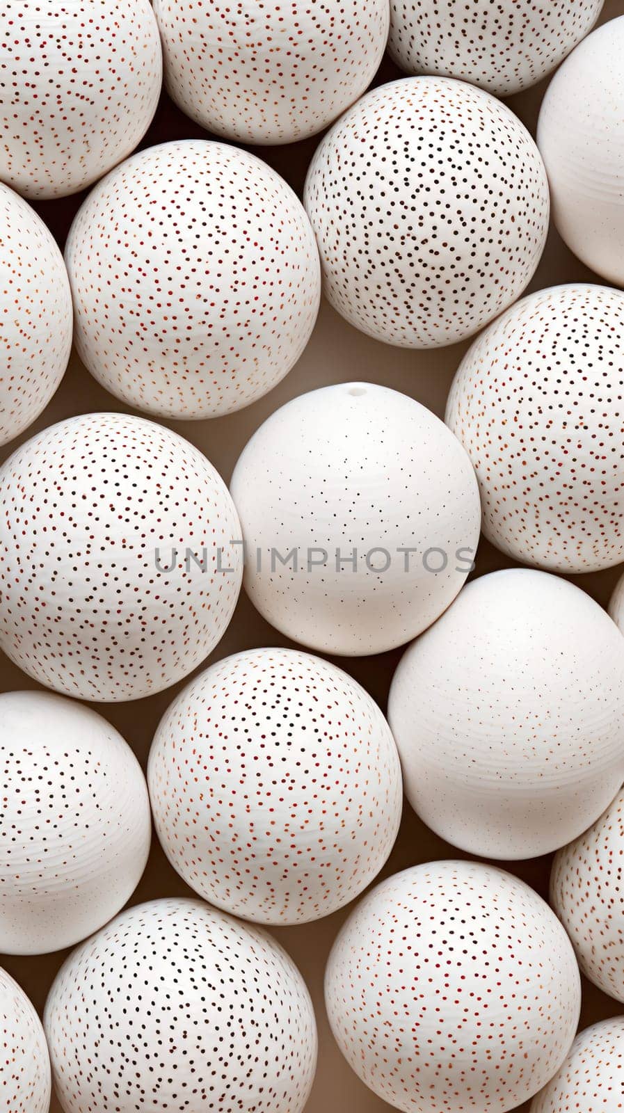 white background with snow-white ceramic balls .Generative AI