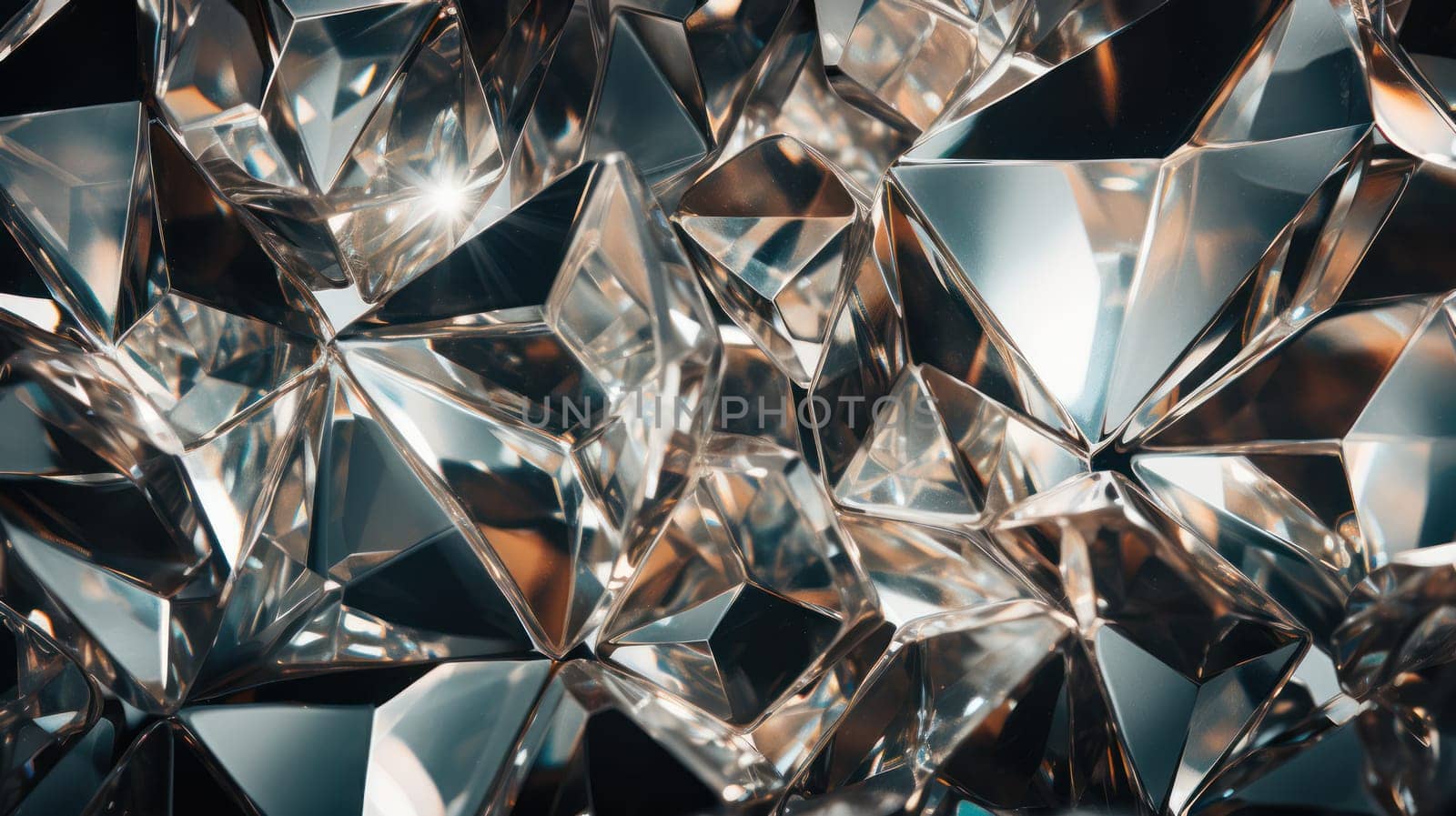 Abstract composition with different crystals iridescent colors of the spectrum .Generative AI