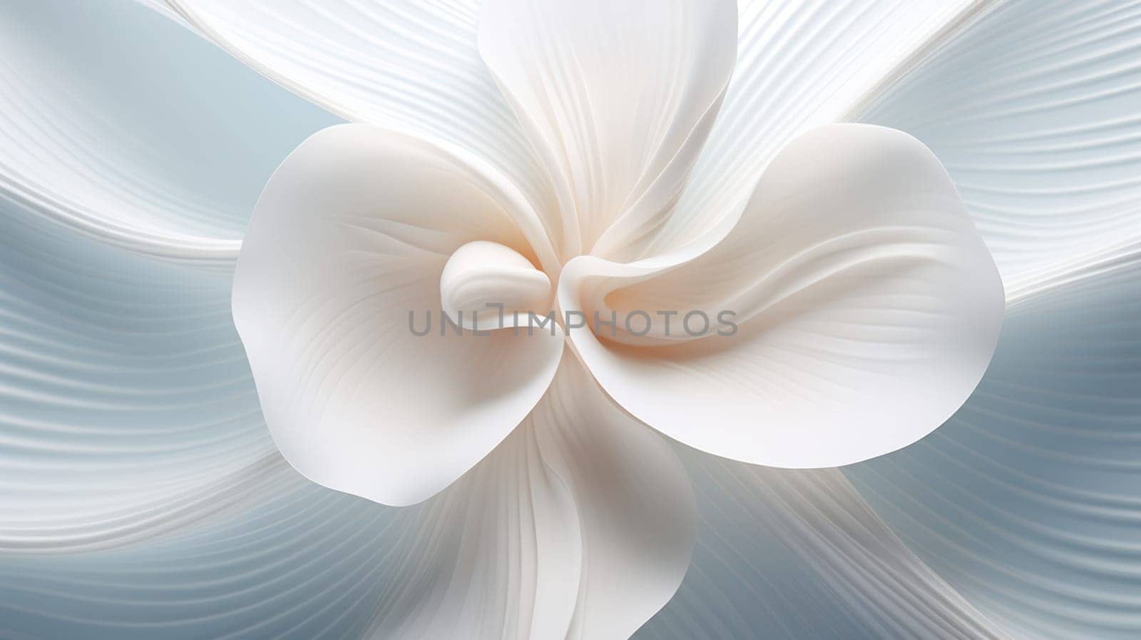 white delicate flower on a light background. smooth lines and texture. Generative AI
