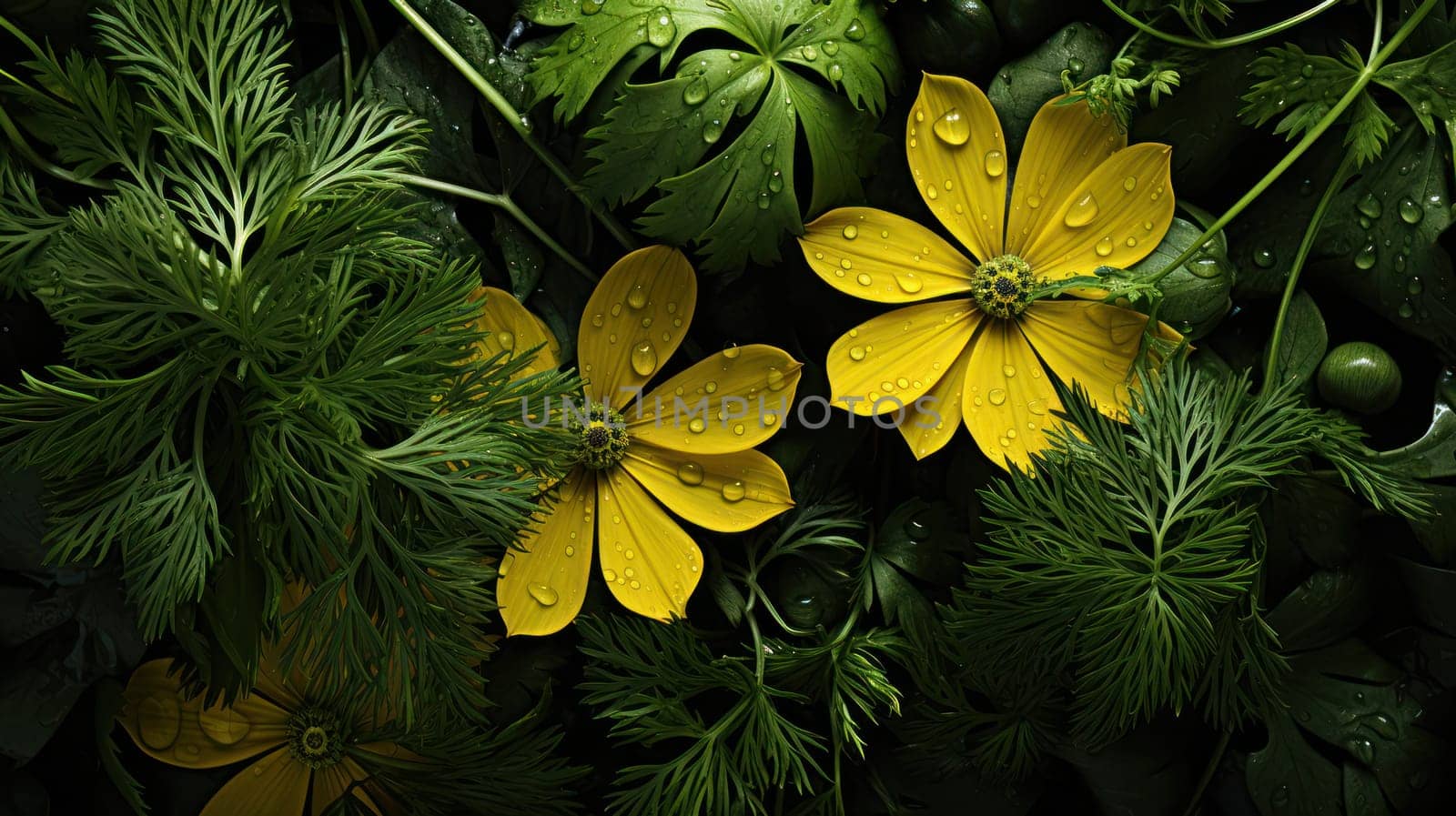 close-up background of green leaves. Generative AI