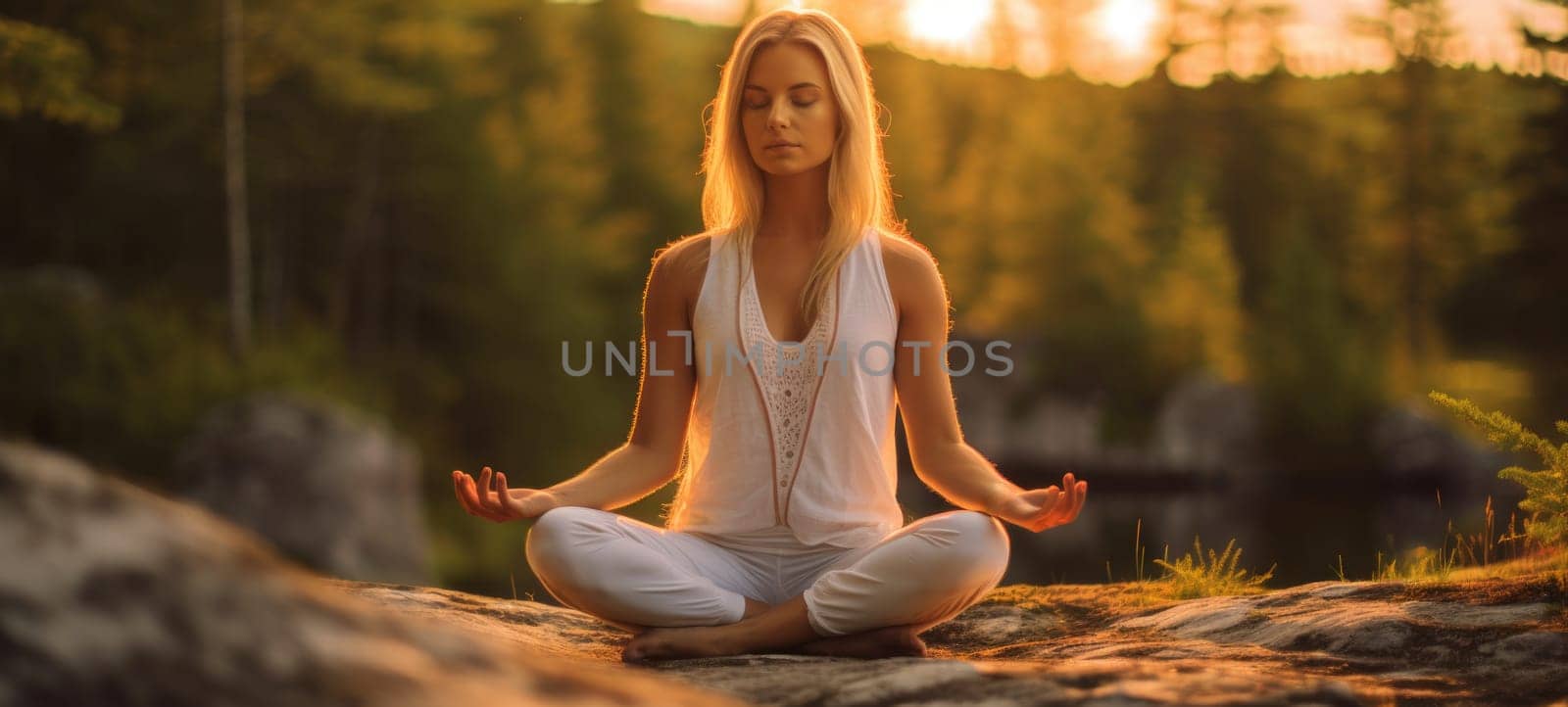 woman doing yogo peacefully zen meditation