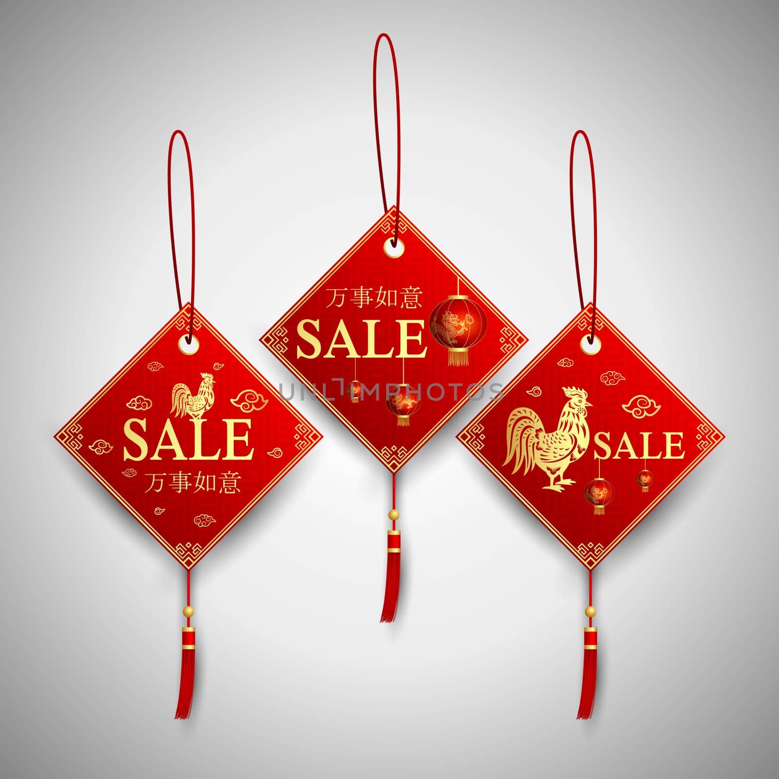 Chinese New Year with Chinese lanterns hanging