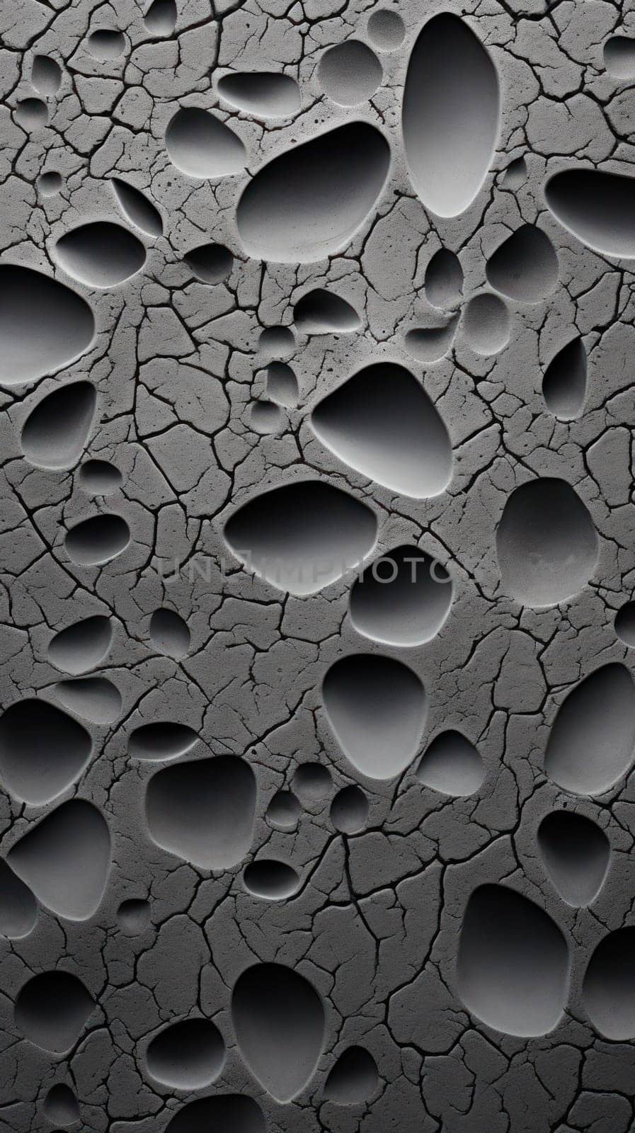macro image Concrete with monochrome gray texture with round holes. Concrete background closeup.Generative AI