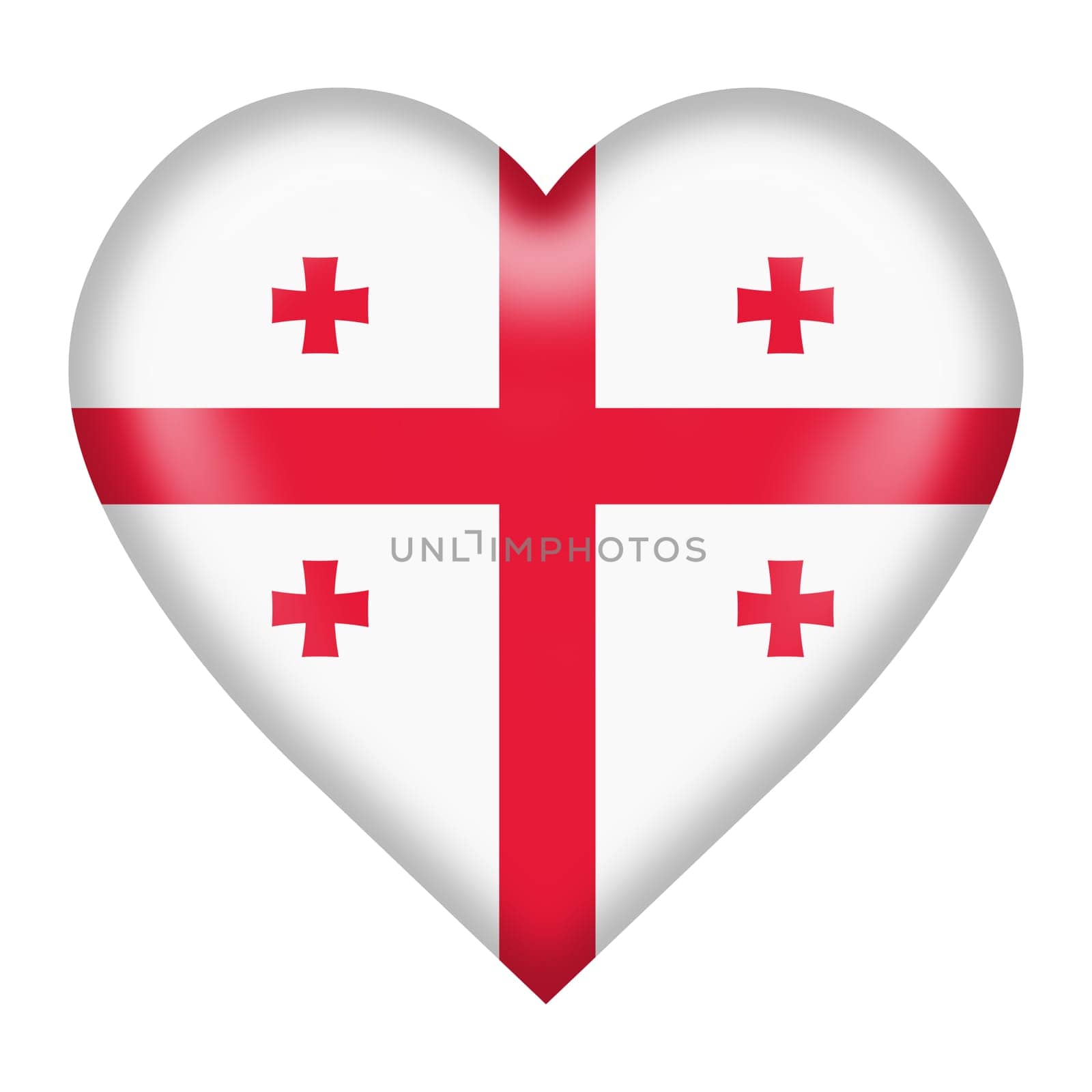 A Georgia flag heart button isolated on white with clipping path 3d illustration