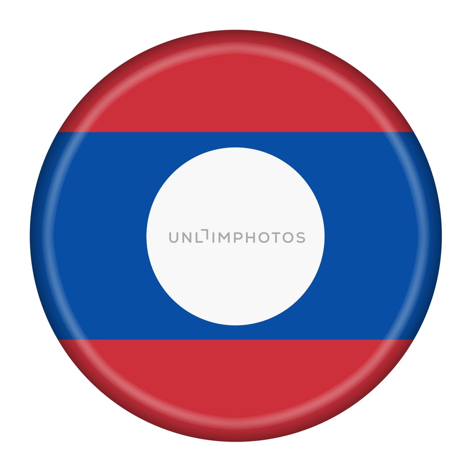 A Laos flag button 3d illustration with clipping path