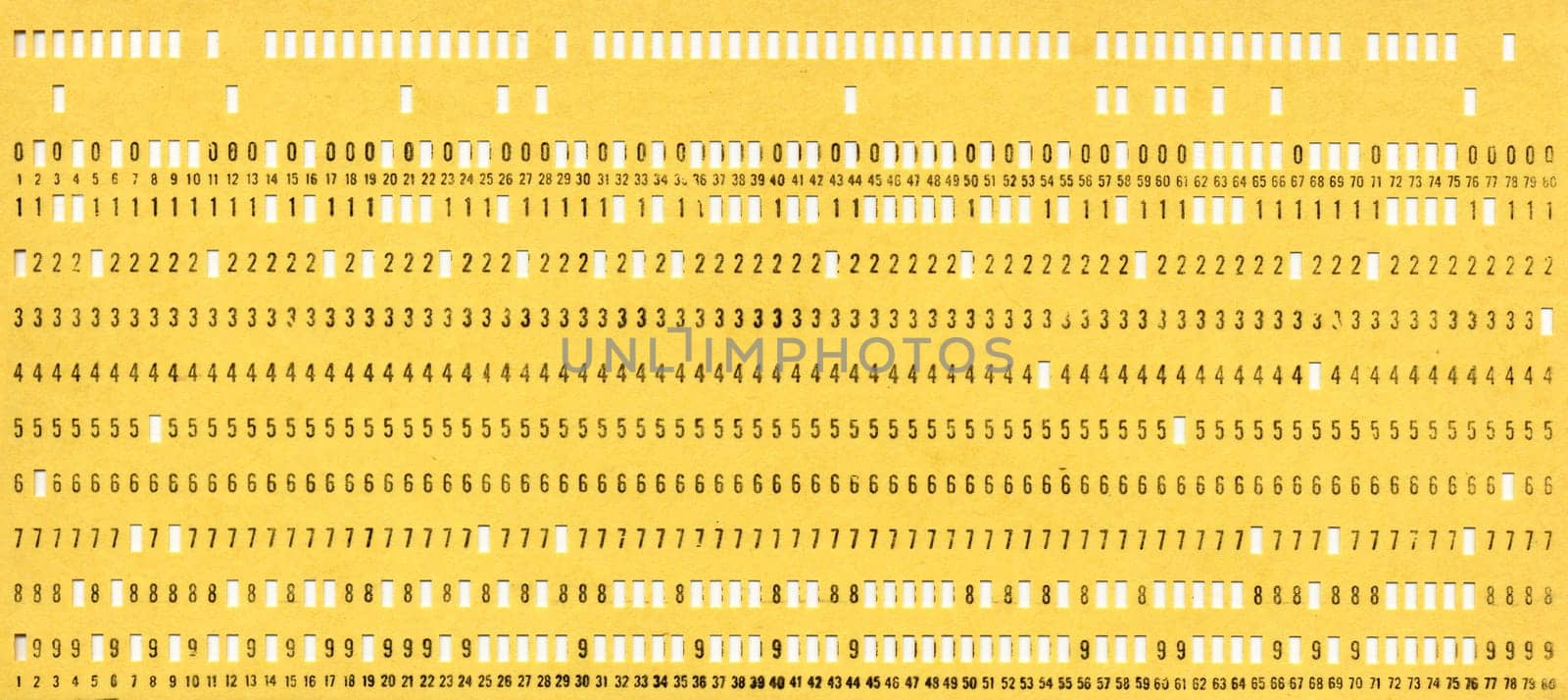 vintage punched card for computer data storage and programming