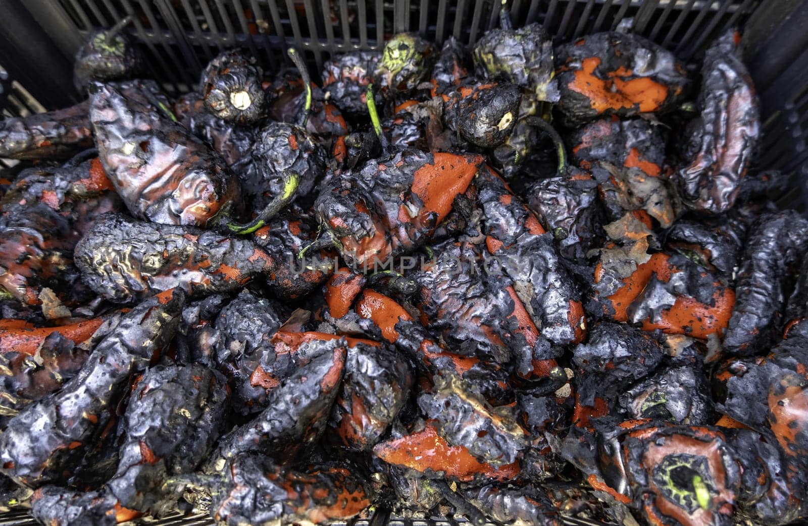 Detail of seasonal vegetables roasted with charcoal