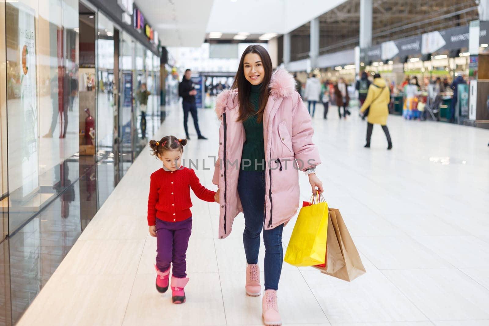 Colourful vibes of family shopping.