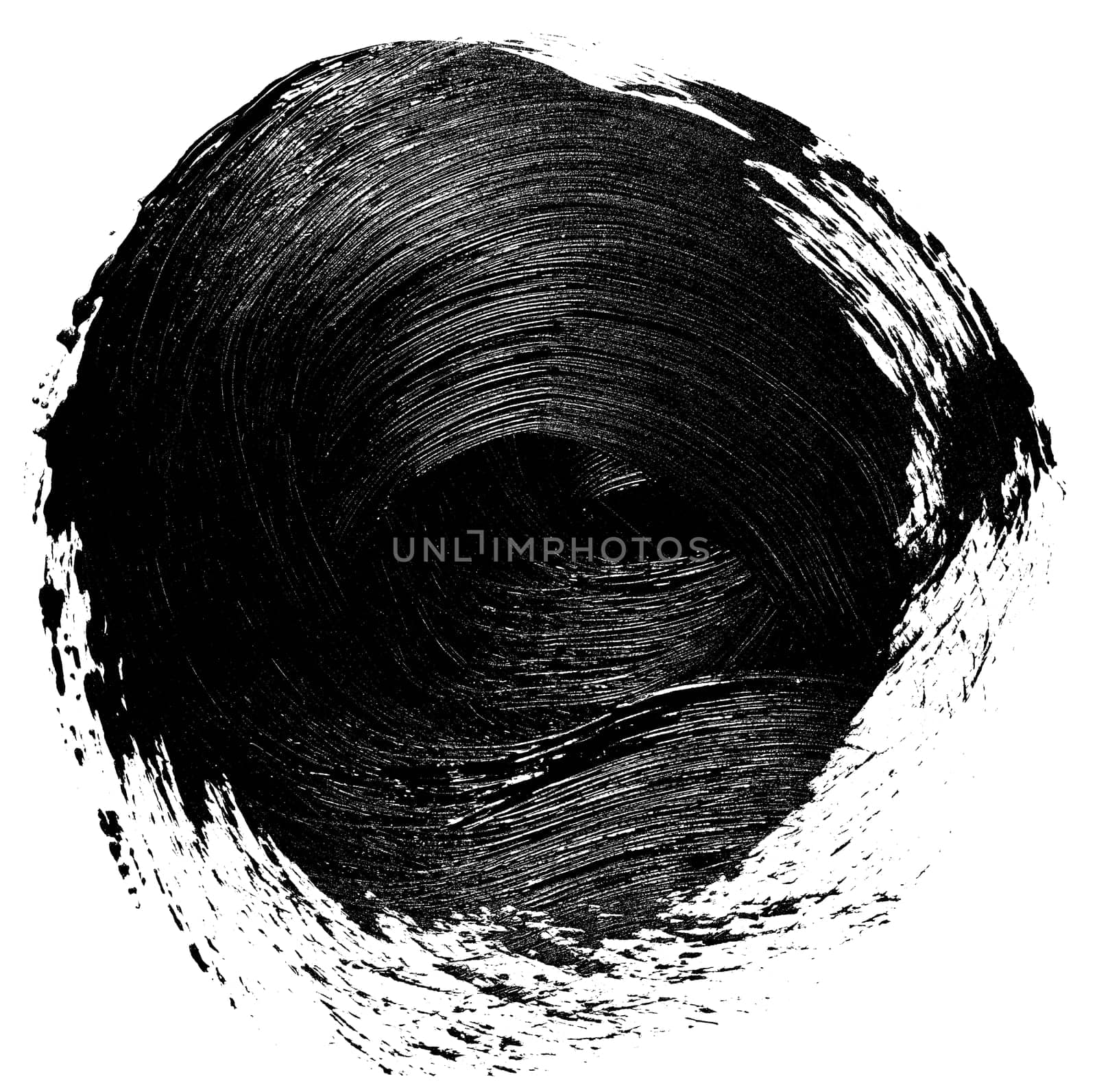Round brush stroke on white isolated background