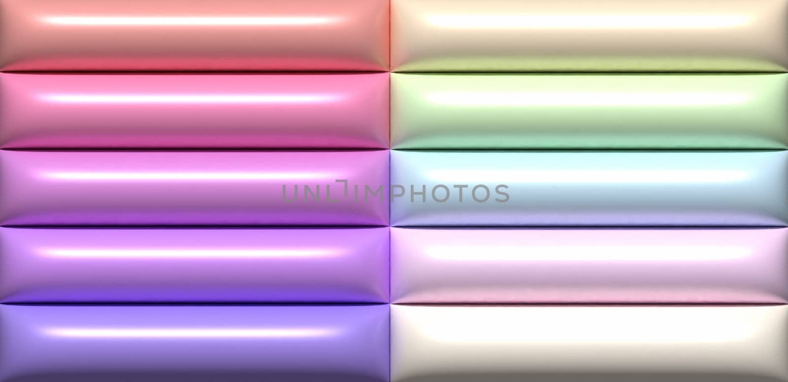 Inflated lines with a shiny surface, 3D rendering illustration