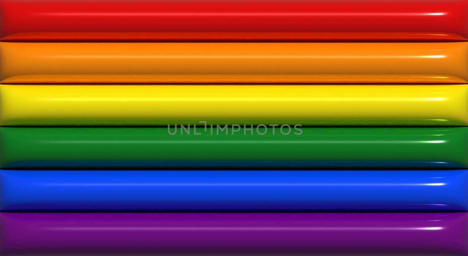 The multi-colored flag is a symbol of LGBT social movements, reflecting the diversity of the LGBT community and the spectrum of human sexuality and gender. 3D rendering illustration