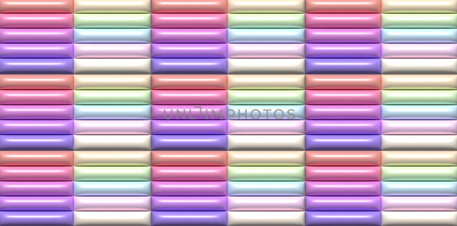 Inflated lines with a shiny surface, 3D rendering illustration