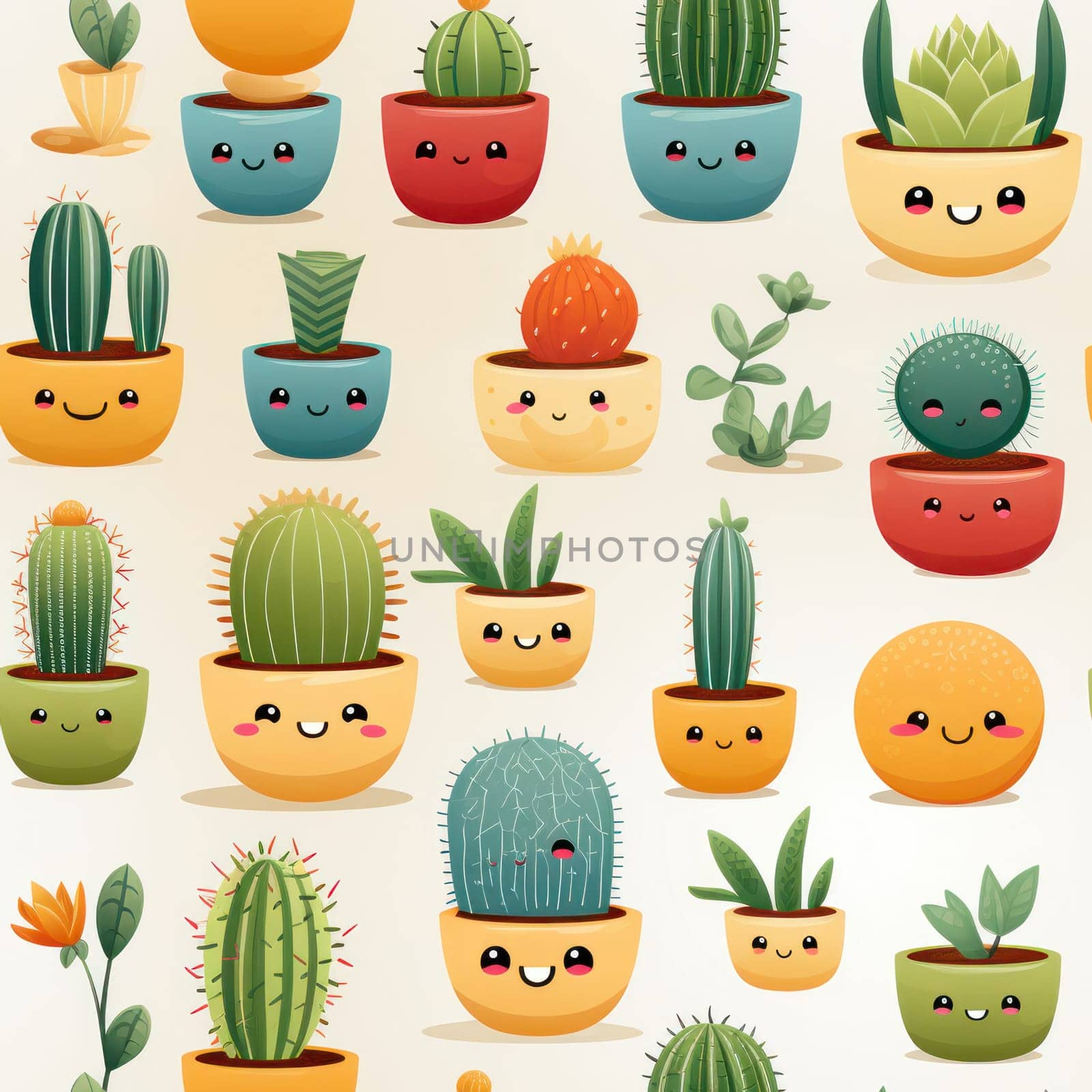 seamless pattern Home plants in pots on a light background .