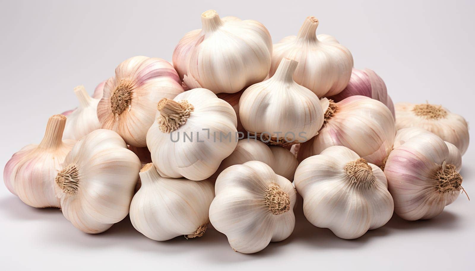 a pile of garlic on a light background.harvest .