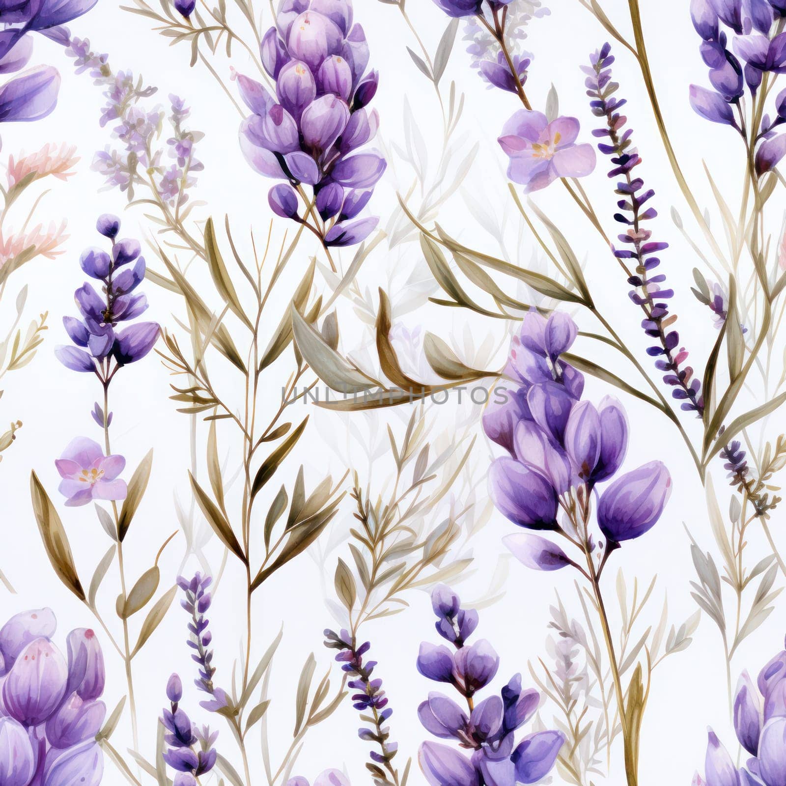 seamless pattern of lavender and purple flowers on a light background.pattern for wrapping paper, wallpaper or fabric