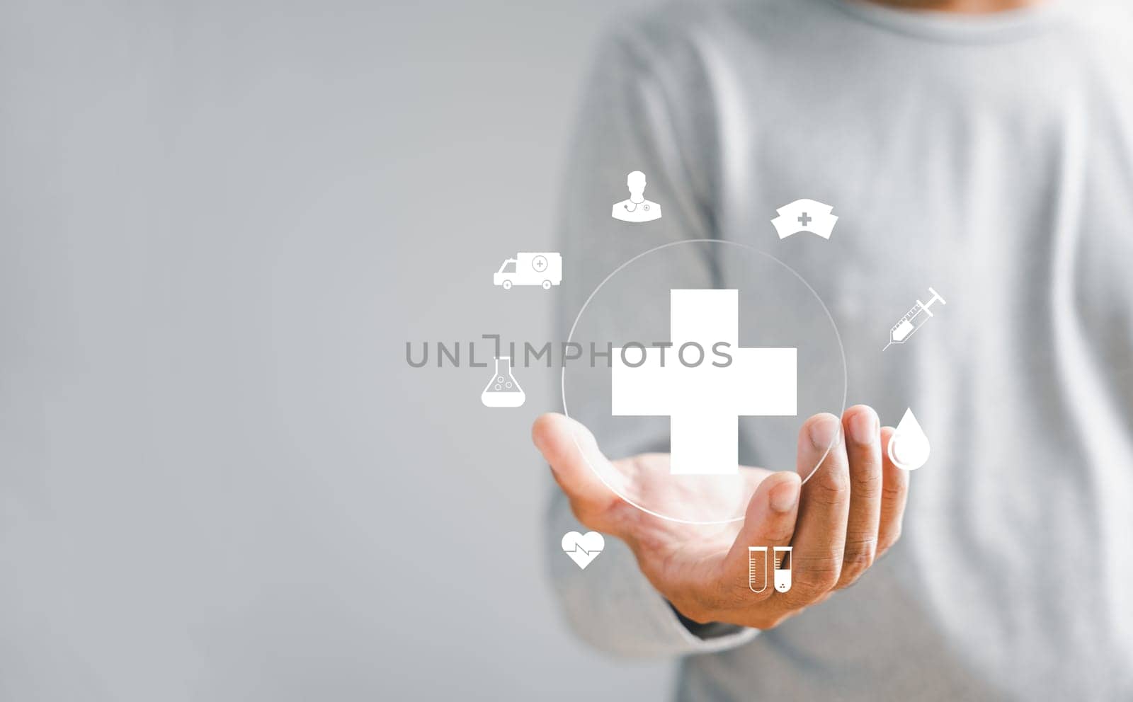 A plus sign is grasped by a businessman hand, signifying positive aspects, benefits, growth, social connections. Highlights value enhancement and incentives within business.