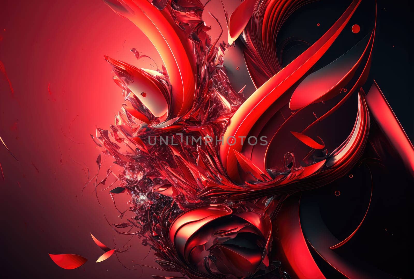 Bright red abstract background. Generative AI design
