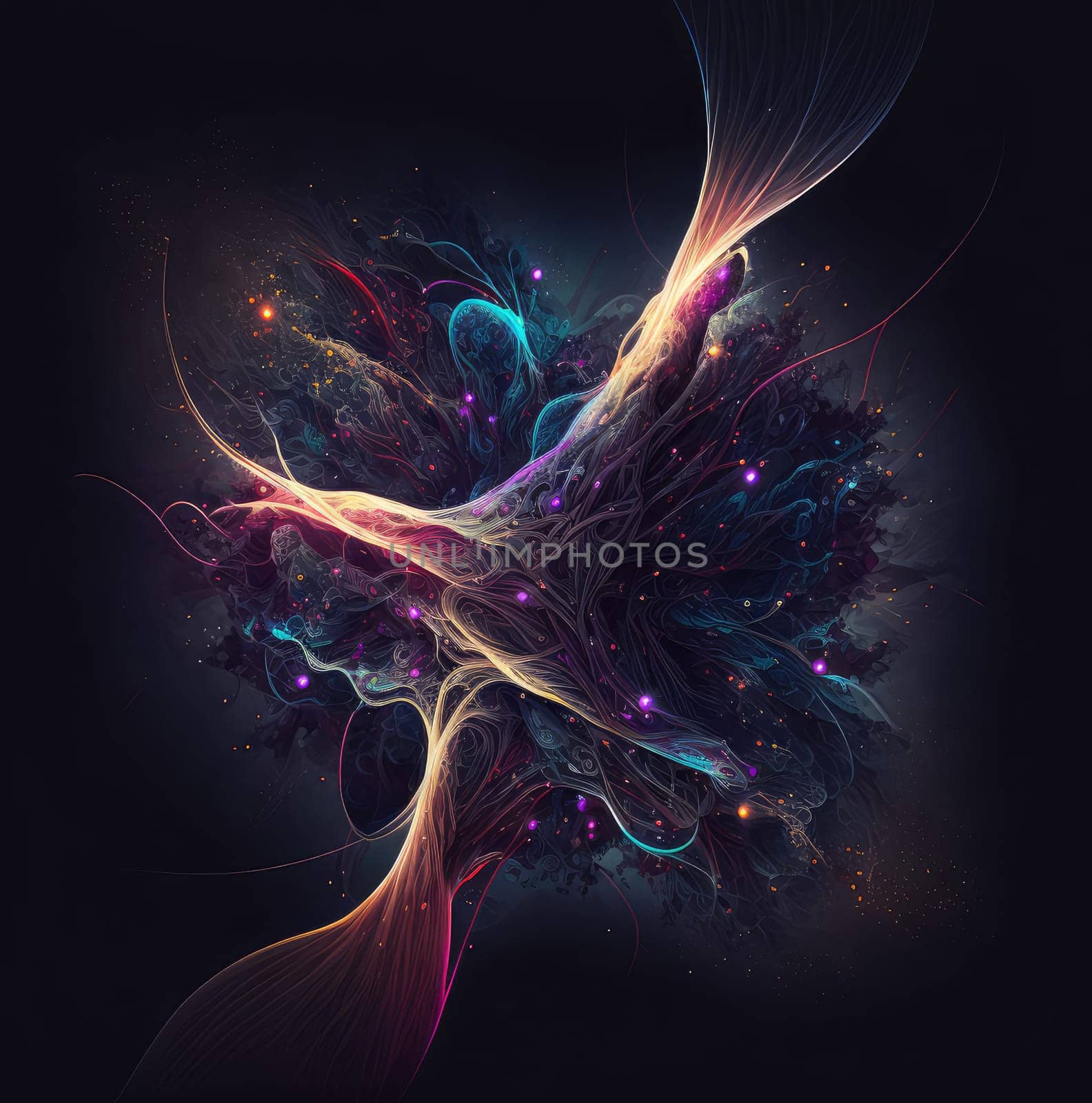 Neural connections abstract design. Generative AI drawing
