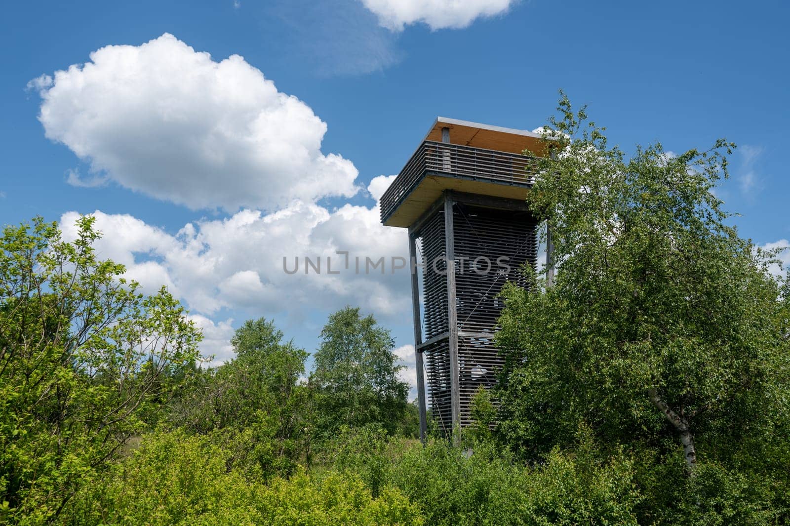 Observation tower in the Black Moor in the High Rhoen, Bavaria, Germany