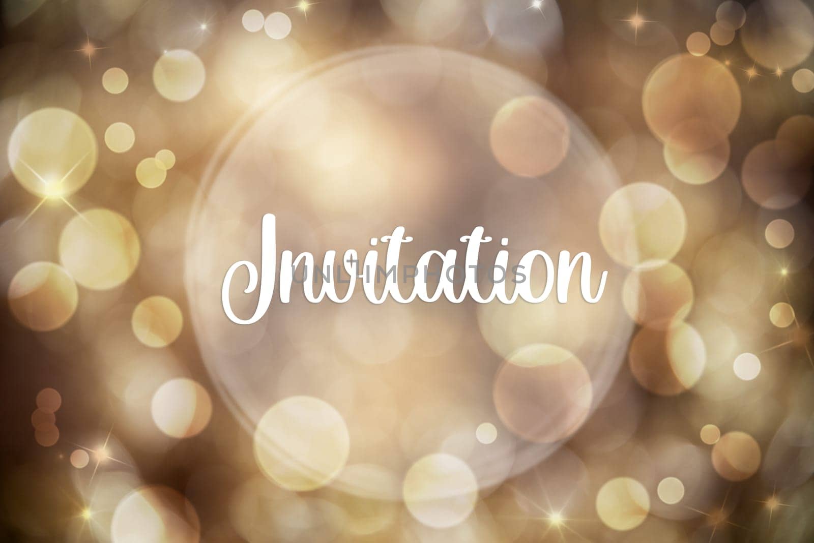Golden Christmas Background, Festive, Blurry Bokeh Holiday Background With Text Invitation