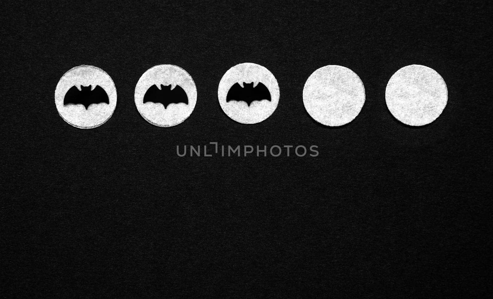 Black Halloween Background With White Dots With Bats and Copyspace