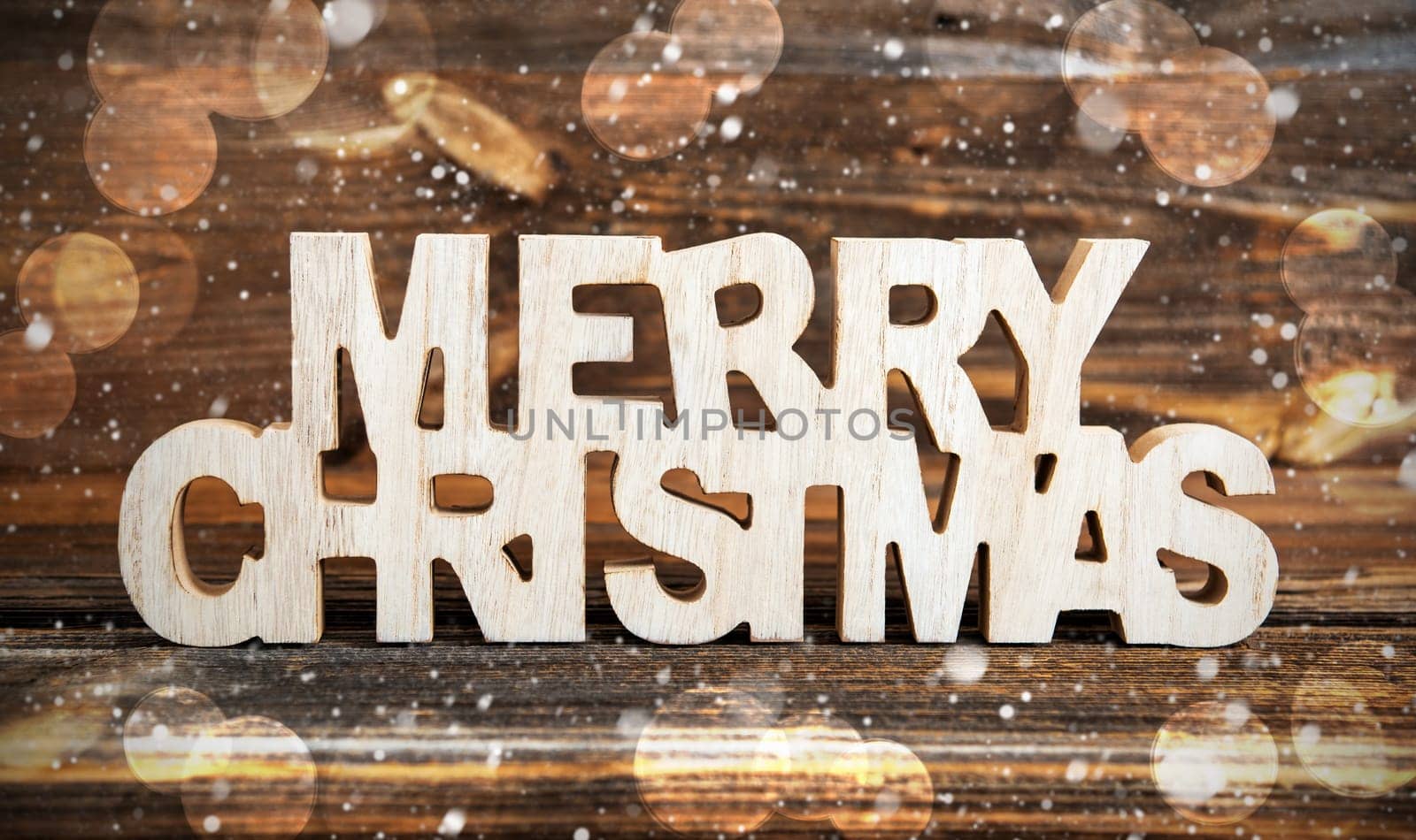 Wooden Text Merry Christmas With Winter Decoration, Christmas Decoration, Wooden Background With Snow