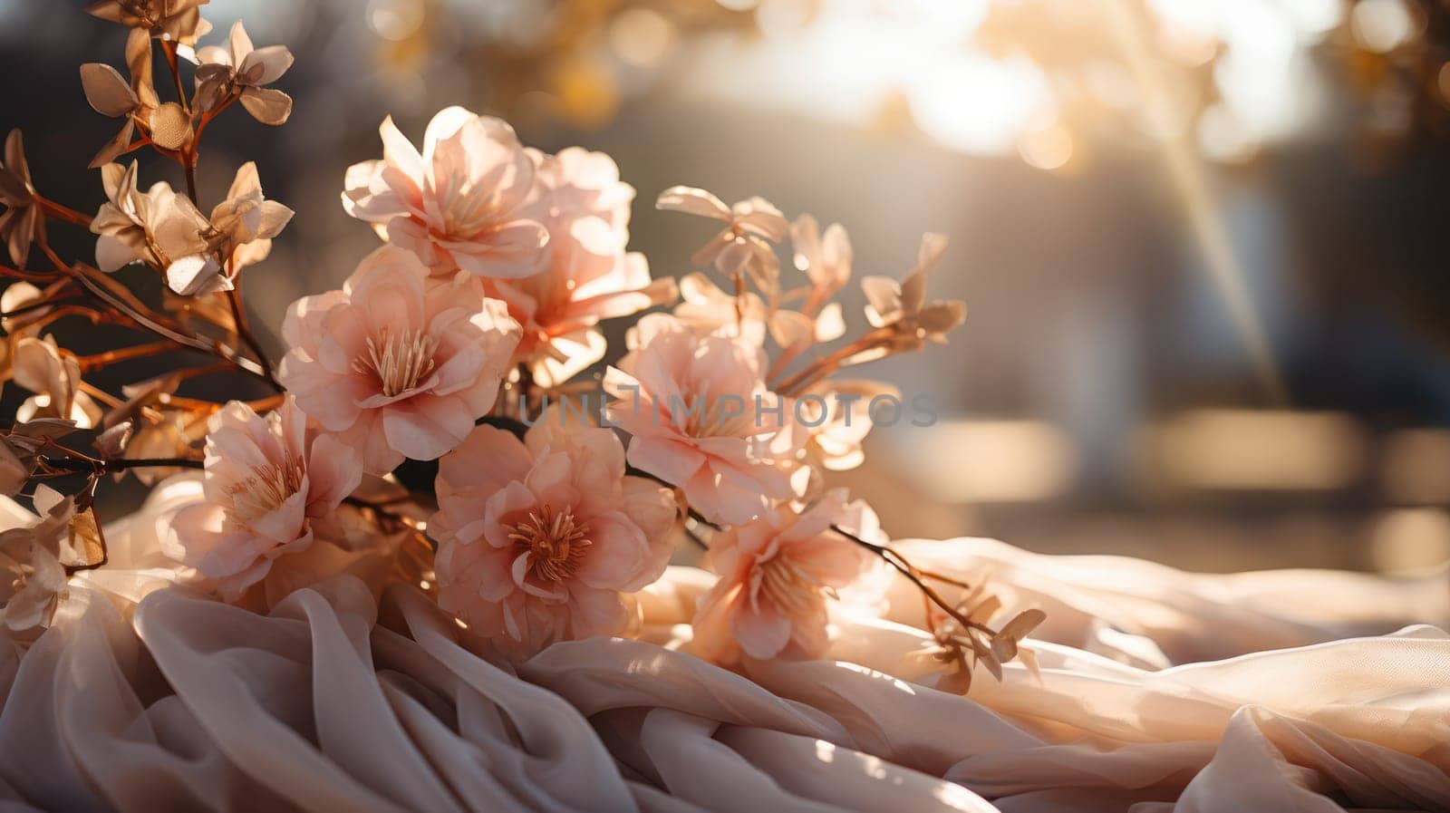 elements of drapery and accessories for decorating a wedding celebration.