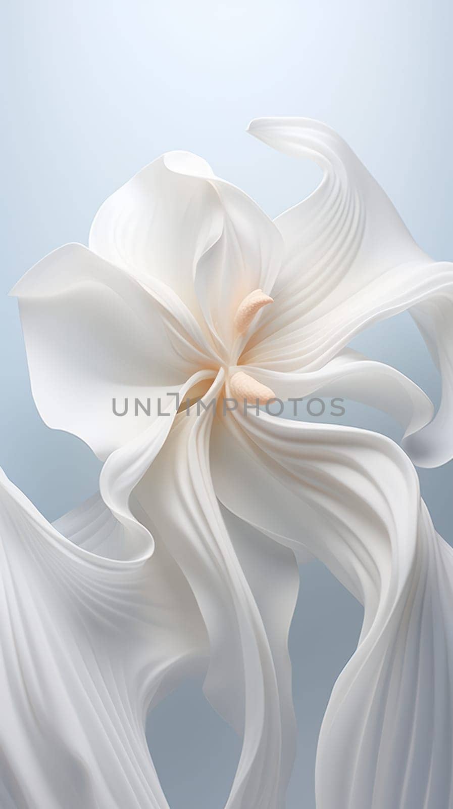 white delicate flower on a light background. smooth lines and texture.