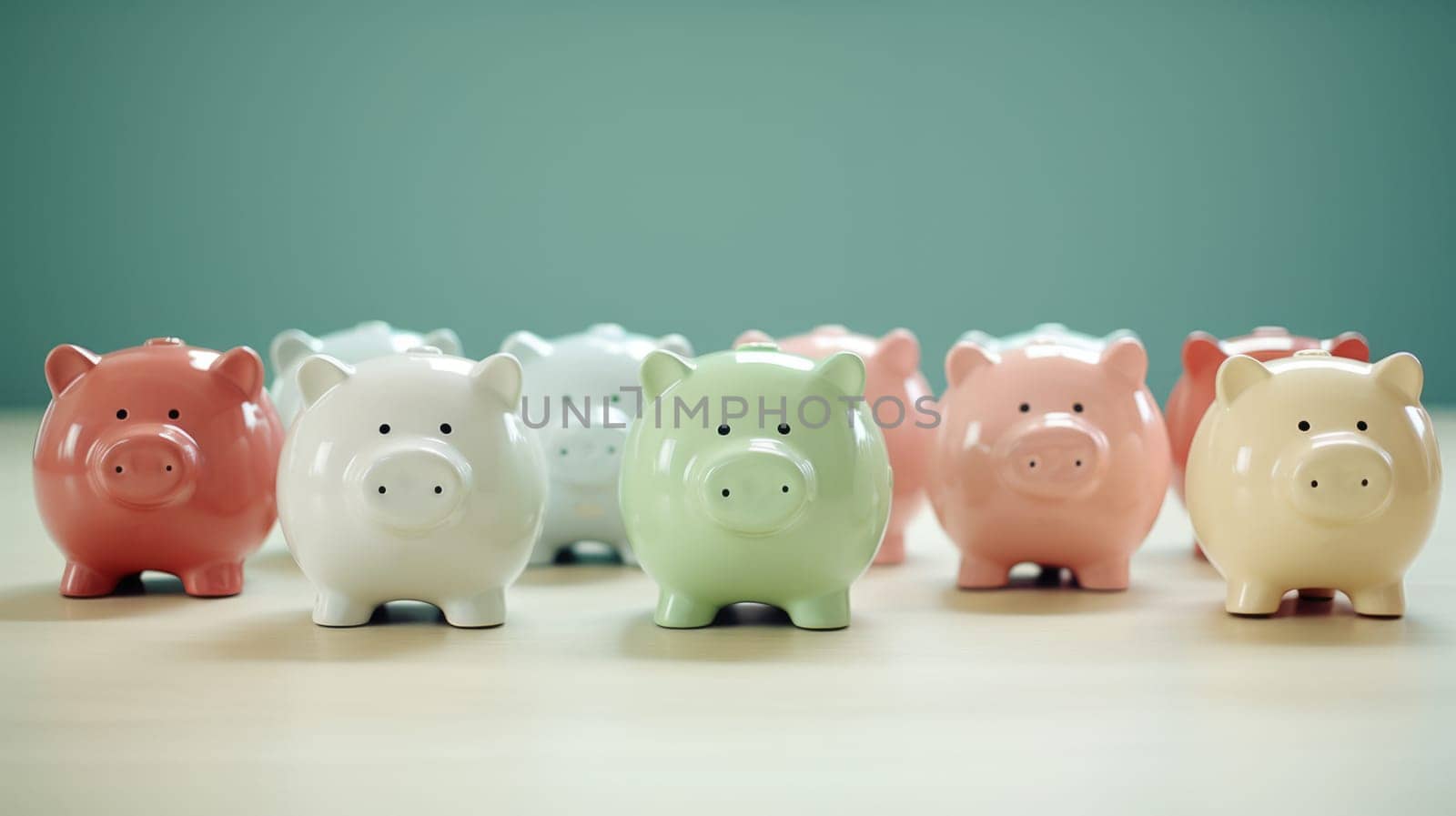 ceramic pig piggy banks on a colored background.